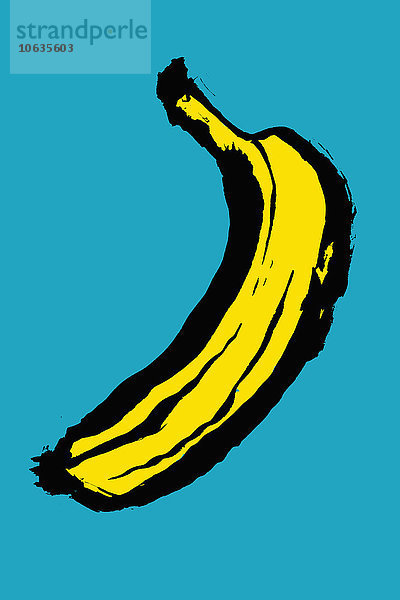 Darstellung der Banane vor blauem Hintergrund