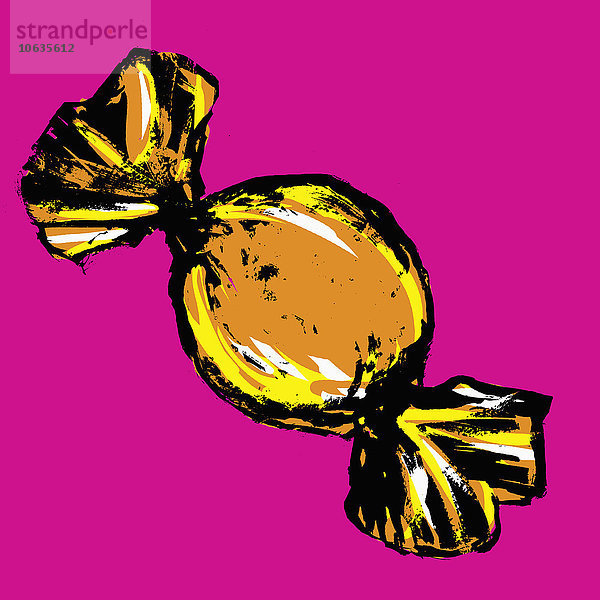 Illustration von verpackten Bonbons auf rosa Hintergrund
