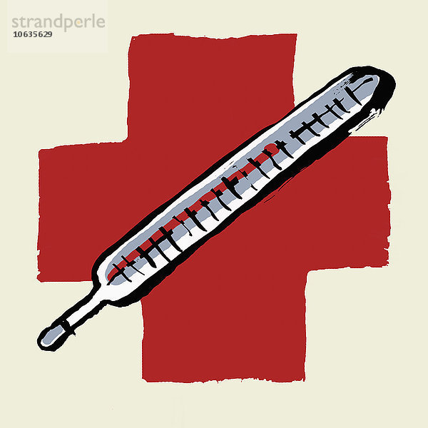 Illustratives Bild des Thermometers gegen das Internationale Rote Kreuz