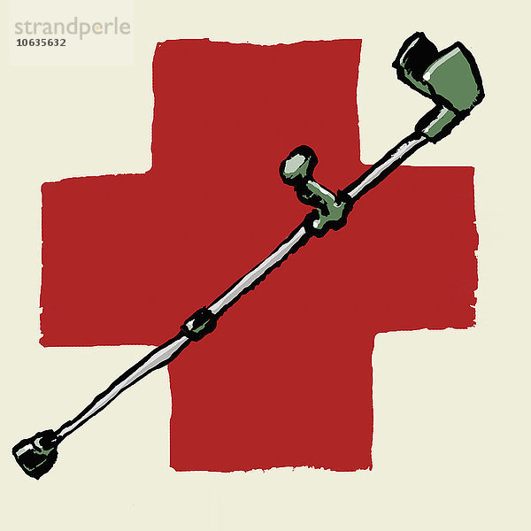 Illustratives Bild der Krücke gegen das Internationale Rote Kreuz