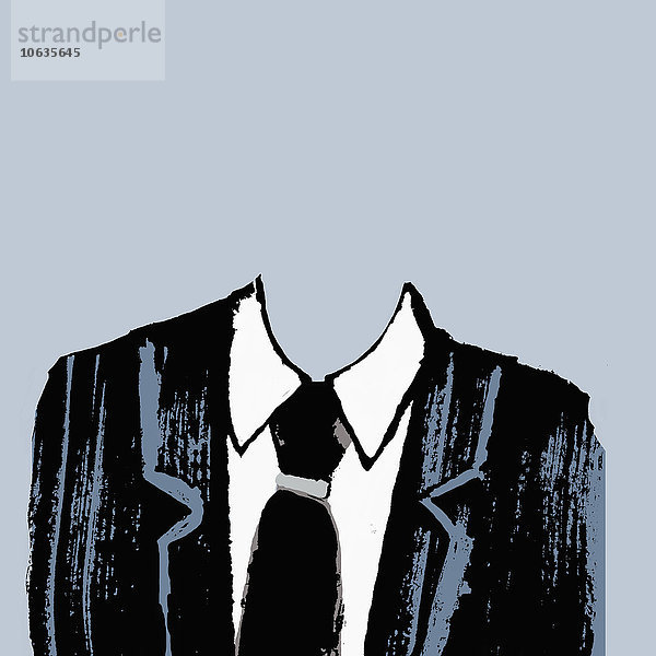 Abbildung eines kopflosen Geschäftsmannes vor grauem Hintergrund