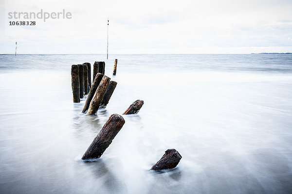 Holzpfosten im Meer