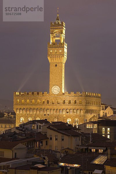 Palazzo Vecchio  Nachtaufnahme  Florenz  Toskana  Italien  Europa