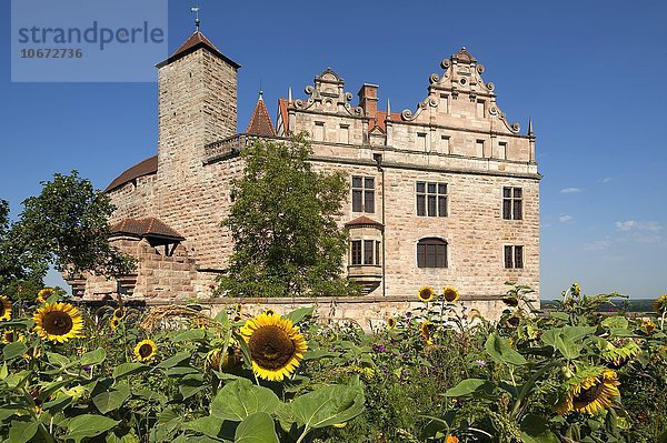 Burg Cadolzburg  vorne der Burggarten  Cadolzburg  Mittelfranken  Bayern  Deutschland  Europa