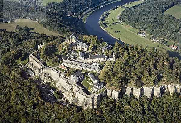 Luftbild  Festung Königstein  Baudenkmal  Königstein  Sachsen  Deutschland  Europa