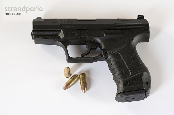 Pistole  Handfeuerwaffe  Automatik Walther P99 mit Pistolenmunition 9mm Luger  Vollmantel