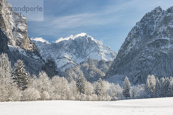 Winterlandschaft  Gesäuseeingang  hinten Großer Ödstein  Nationalpark Gesäuse  Steiermark  Österreich  Europa