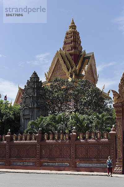 Wat Ounalom am Sisowath Quay  Phnom Penh  Kambodscha  Asien