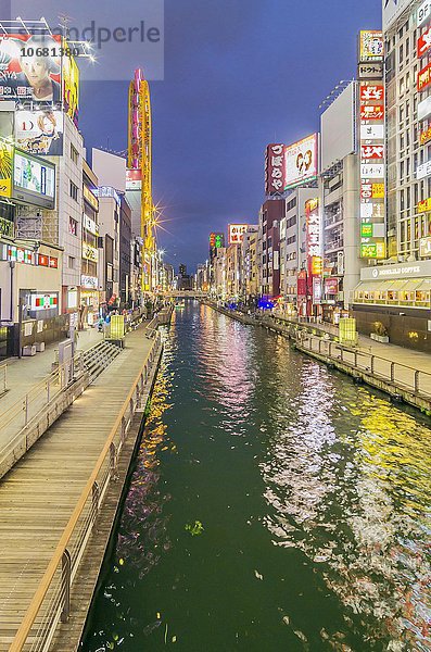 Leuchtreklame  Dotonbori-Kanal  Dotonbori Distrikt  Osaka  Japan  Asien