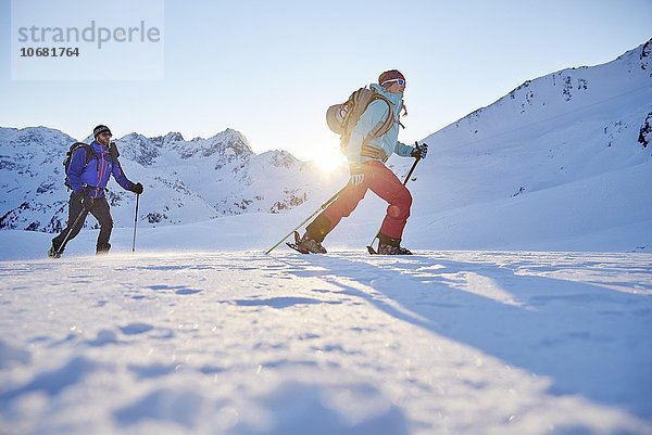 Zwei Skitourengeher beim Aufstieg  Kühtai  Tirol  Österreich  Europa