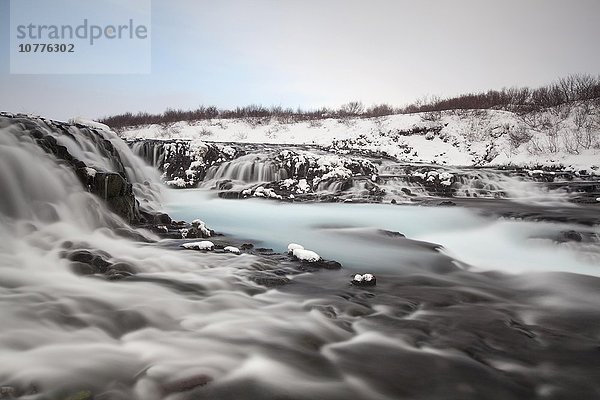 Wasserfall Bruarfoss im Winter  Selfoss  Südisland  Island  Europa