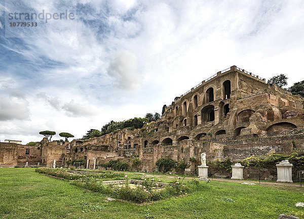 Garten  Haus der Vestalinnen vor Ruinen der Getreidespeicher  Forum Romanum  Rom  Italien  Europa