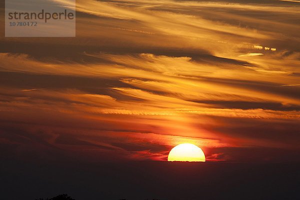 Sonnenuntergang mit Wolken  Suffolk  Großbritannien  Europa
