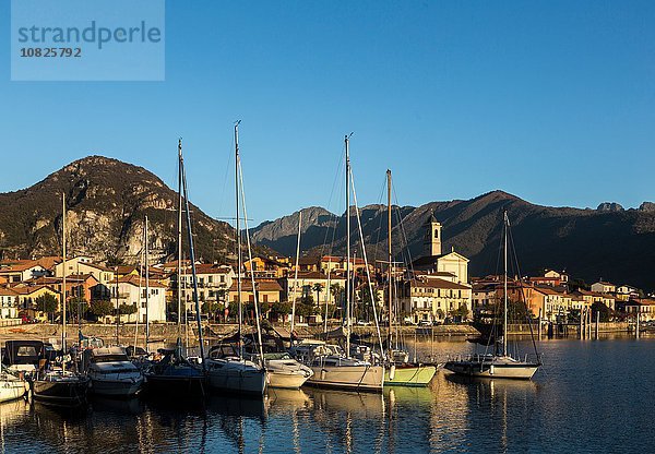 Boote im Hafen  Feriolo  Lago Maggiore  Piemont  Lombardei  Italien