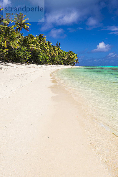 Weißer Sandstrand und Palmen auf der tropischen Insel Rarotonga  Cookinseln  Südpazifik  Pazifik