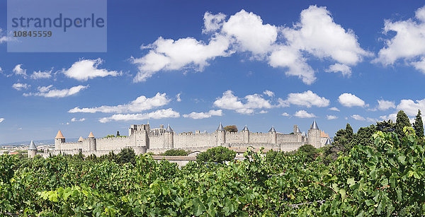La Cite  mittelalterliche Festungsstadt  Carcassonne  UNESCO-Weltkulturerbe  Languedoc-Roussillon  Frankreich  Europa