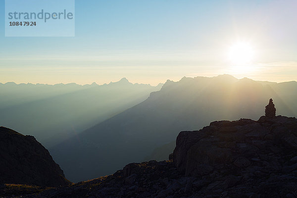 Brevant-Landschaft bei Sonnenuntergang  Chamonix  Rhone-Alpen  Hochsavoyen  Frankreich  Europa