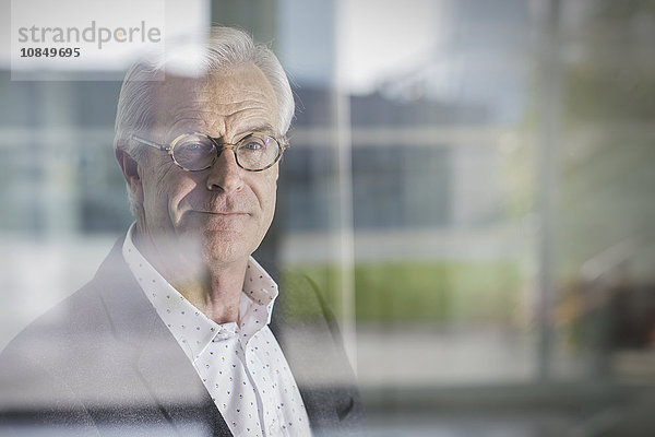 Senior Senioren Portrait Geschäftsmann Fenster lächeln