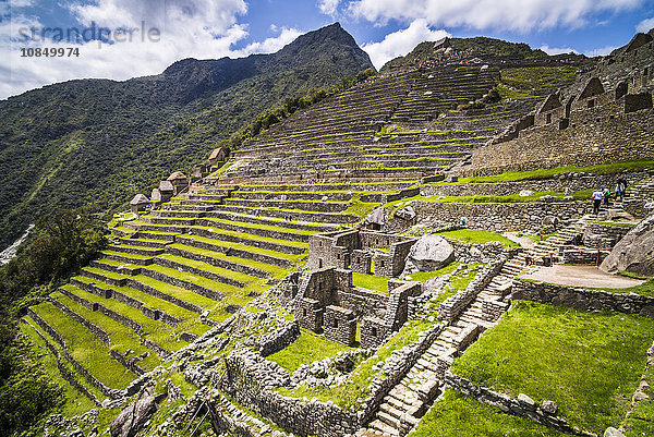 Machu Picchu Inka-Ruinen  UNESCO-Weltkulturerbe  Region Cusco  Peru  Südamerika