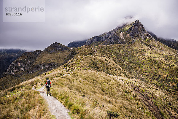 Wanderer beim Trekking auf dem Vulkan Rucu Pichincha  Quito  Provinz Pichincha  Ecuador  Südamerika