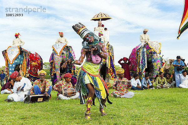 Tänzerin beim Elefantenfest von Jaipur  Jaipur  Rajasthan  Indien  Asien
