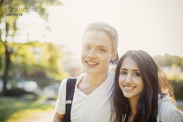 Portrait of happy teenagers outdoors