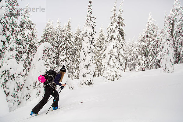 Junge Frau  Skilanglauf  Tumalo Mountain  Oregon  USA