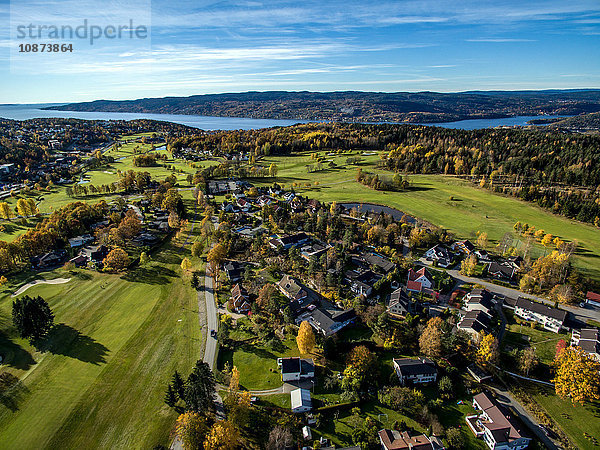 Luftaufnahme des Golfplatzes Drobak  Oslofjord  Norwegen