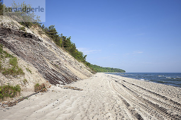 Poland  Pomerania  Chlapowo  Baltic Sea  beach and cliff