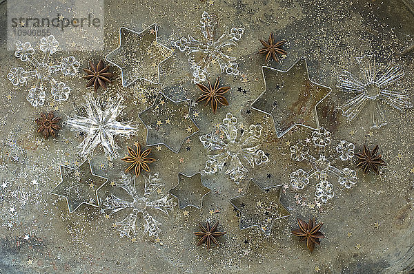 Cookie cutters  star anise and ice crystals made of glass