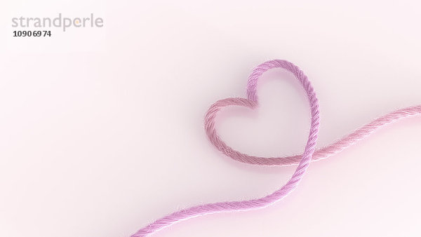 Herzform aus rosa Faden  3D-Rendering