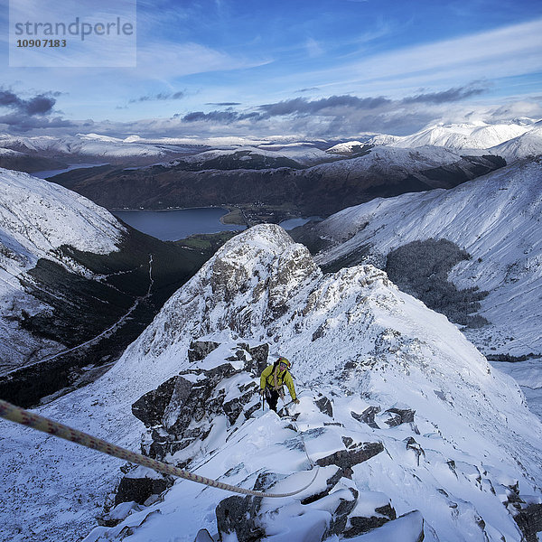 Schottland  Glencoe  Beinn a'Bheithir  Bergsteigen im Winter