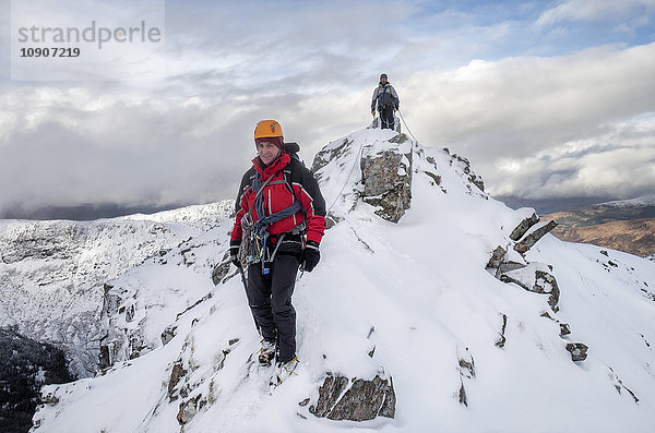 Schottland  Glencoe  Beinn a'Bheithir  Bergsteigen im Winter