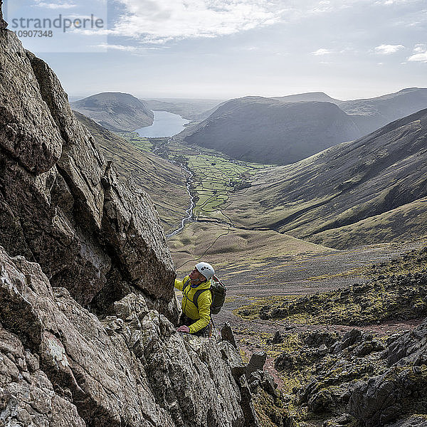 England  Lake District  climber in Wasdale Valley