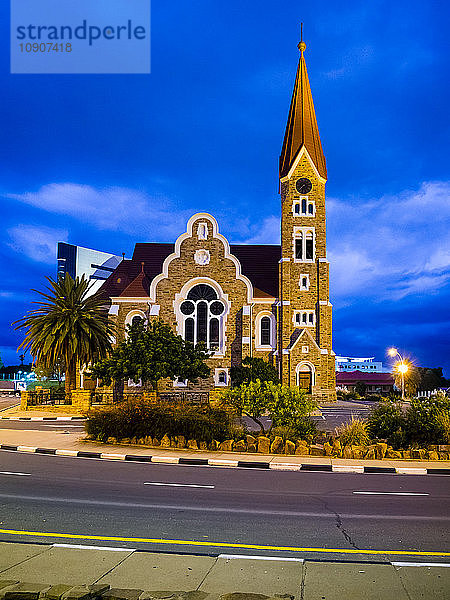Namibia  Windhoek  Christ church  national monument  at blue hour
