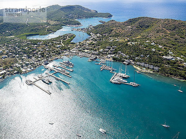 West Indies  Antigua and Barbuda  Antigua  aerial view  English Harbour and Windward Bay
