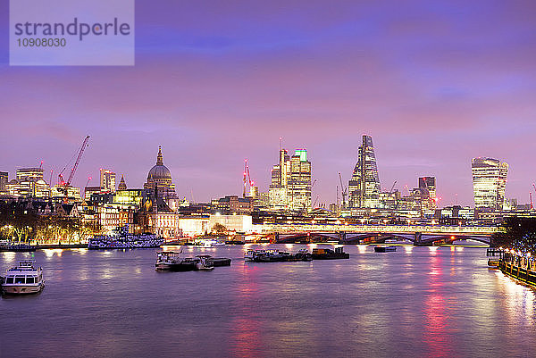 UK  London  skyline with River Thames at dawn