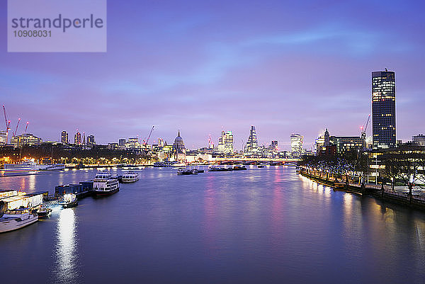 UK  London  skyline with River Thames at dawn