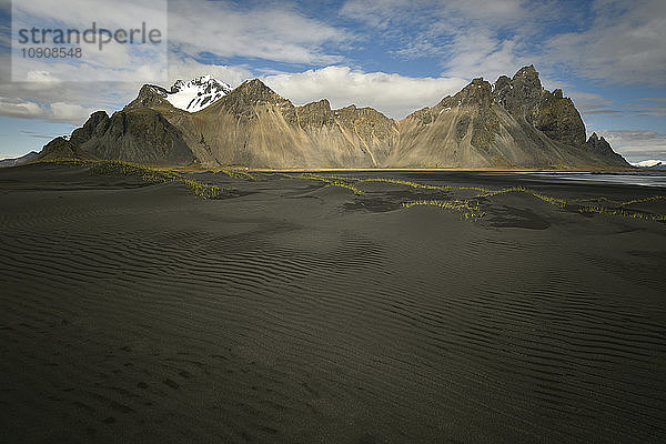 Iceland  landscape with black sand in South Iceland