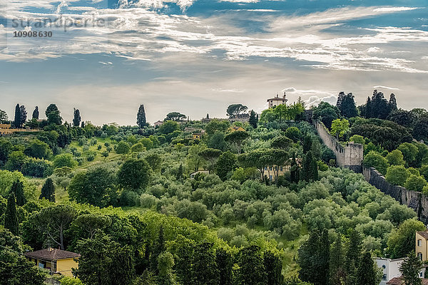 Italien  Toskana  Florenz  Blick über den Park Giardino delle rose und die historische Stadtmauer