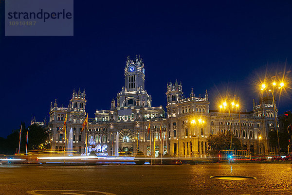 Spanien  Madrid  Rathaus Madrid bei Nacht