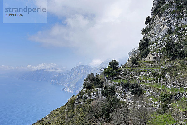 Italien  Kampanien  Küste von Amalfi  Haus und Terrassenfeld