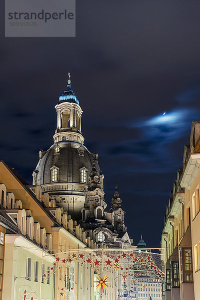 Deutschland  Sachsen  Dresden  Frauenkirche  Neumarkt bei Nacht