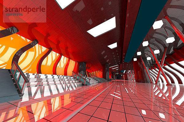 Futuristische Halle  3D-Rendering