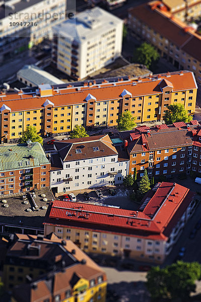 Luftaufnahme von bunten Wohnhäusern