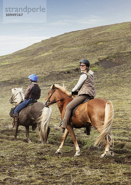 Frauen reiten auf Islandpferden