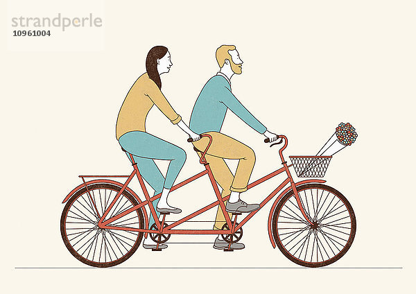 Paar auf einem Tandem-Fahrrad