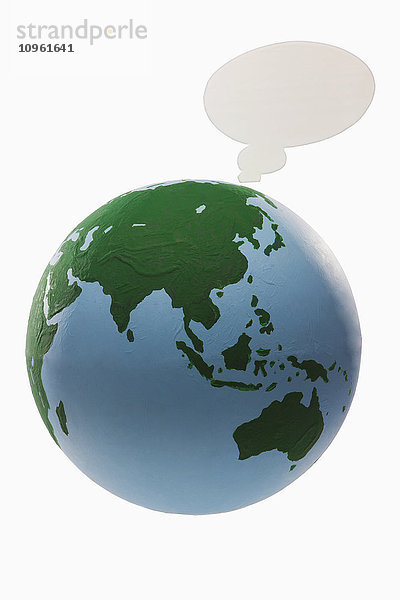 Globus mit Sprechblase; Edmonton  Alberta  Kanada'.