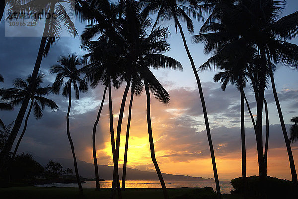 Sonnenuntergang an der Nordküste von Maui; Spreckelsville  Maui  Hawaii  Vereinigte Staaten von Amerika'.