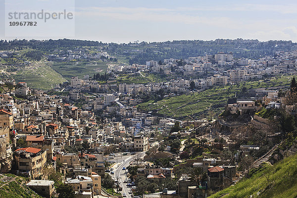 Blick vom Tempelberg nach Süden  wo das Kidrontal in das Tal von Gehenna mündet; Jerusalem  Israel'.